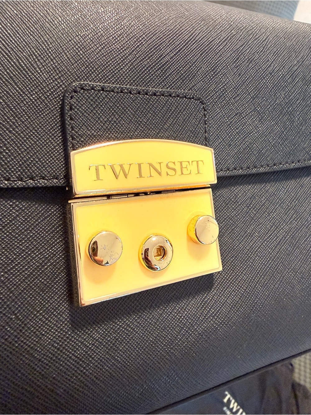 Twin-Set Black Crossbody Bag with Gold Hardware